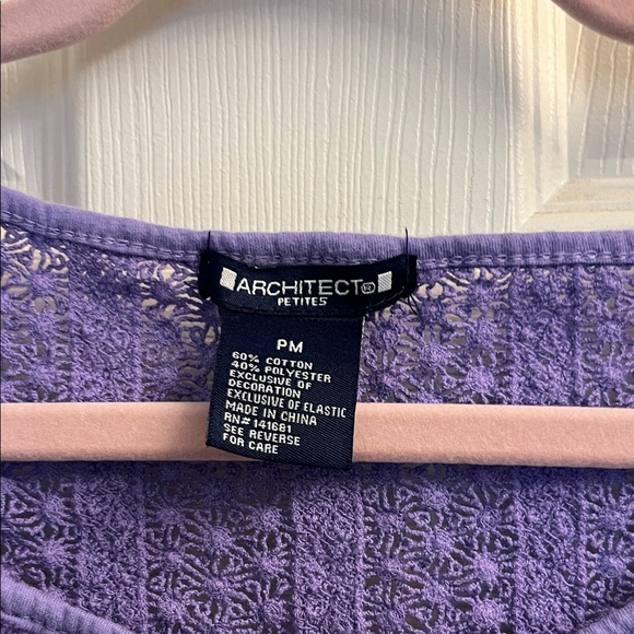 Architect Petites Purple Crochet Accent Sleeveless Blouse Petite Medium - Picture 2 of 4